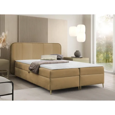 MIRJAN24 Boxspringbett FANDY in Braun, Liegefläche 120x200 cm – mit Bettkasten, Bonellfederkern